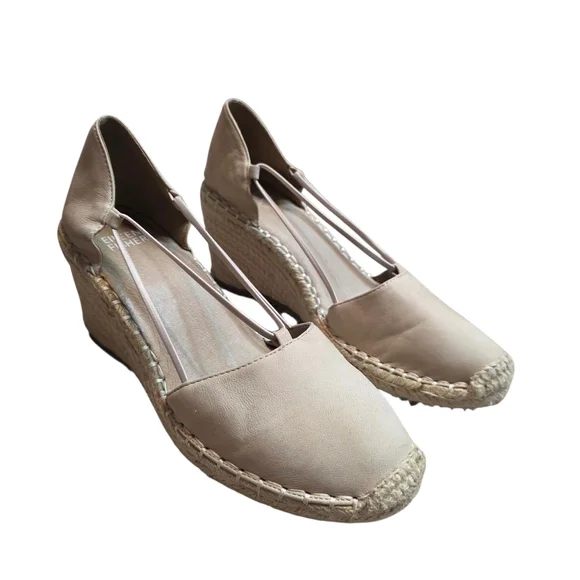 Eileen Fisher Cream Yasmin Tumbled Nubuck Espadrille Wedge Heels - Picture 3 of 6